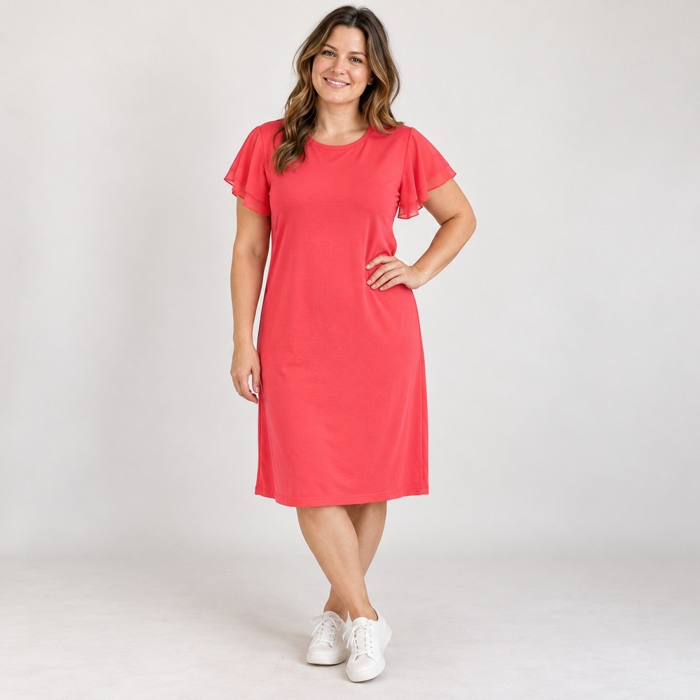 Michael Kors Sangria Ruffle Sleeve Shift Dress Pink XS Retail $125